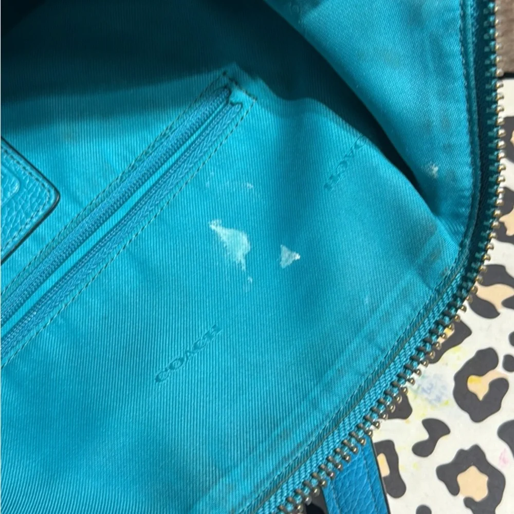 Coach Teal Leather Shoulder Bag 000541 - Picture 6 of 6